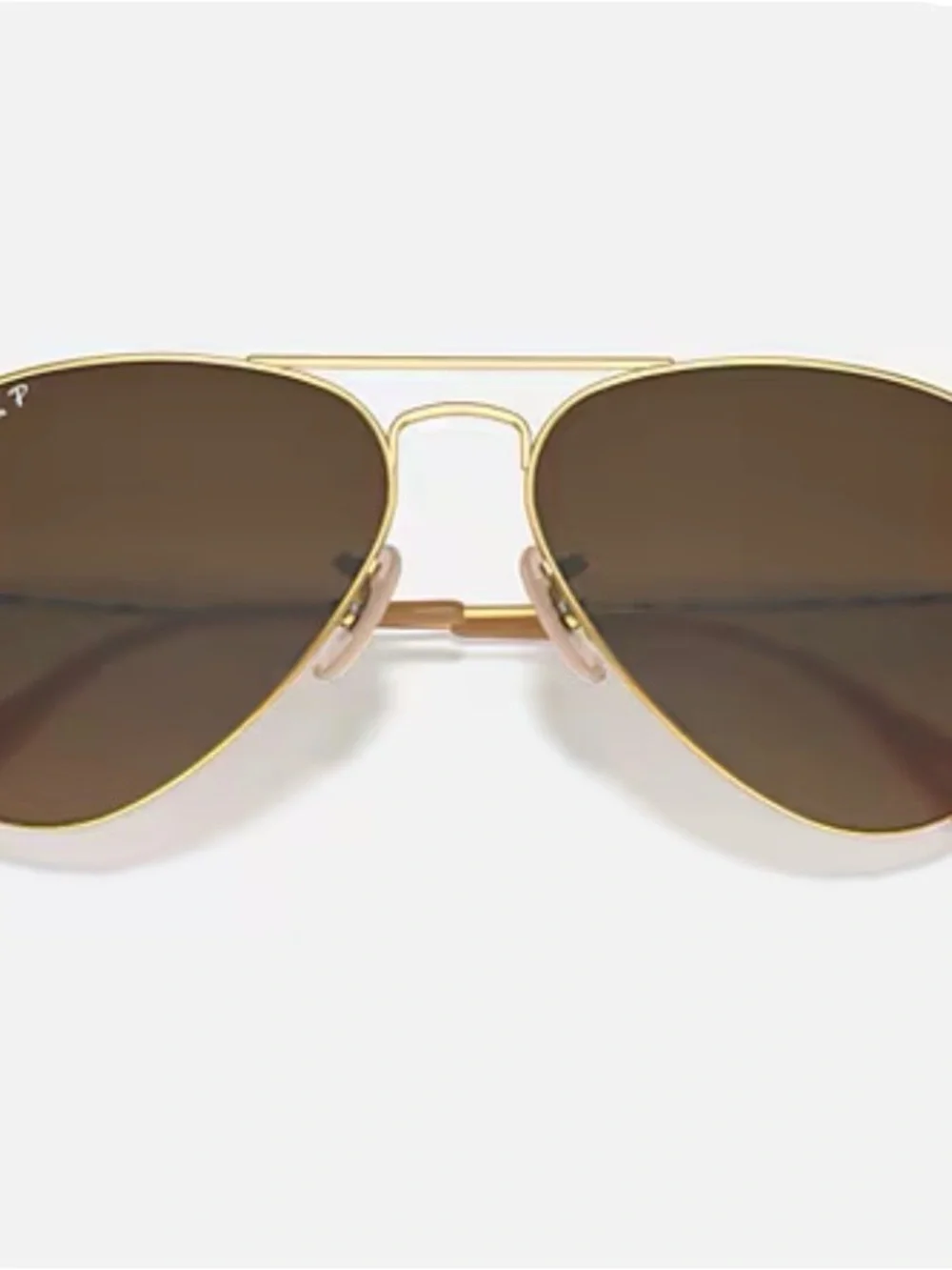 Ray-Ban Matte Gold Frame Aviator Sunglasses w/ Brown Gradient Lenses New In Box